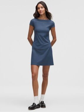Lululemon All Aligned Ribbed Mini Skater  Dress Blue Small